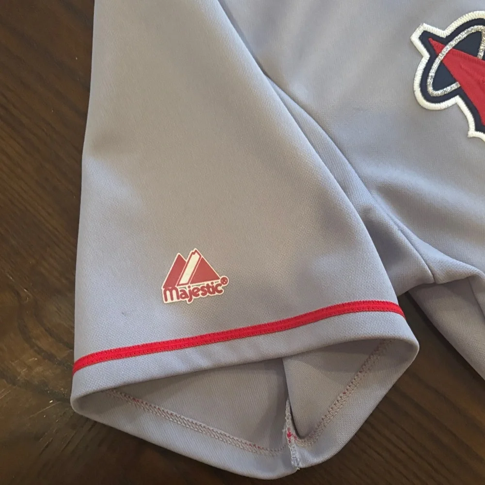 Majestic Los Angeles Anaheim Angels Baseball Gray and Red Jersey - Picture 4 of 7